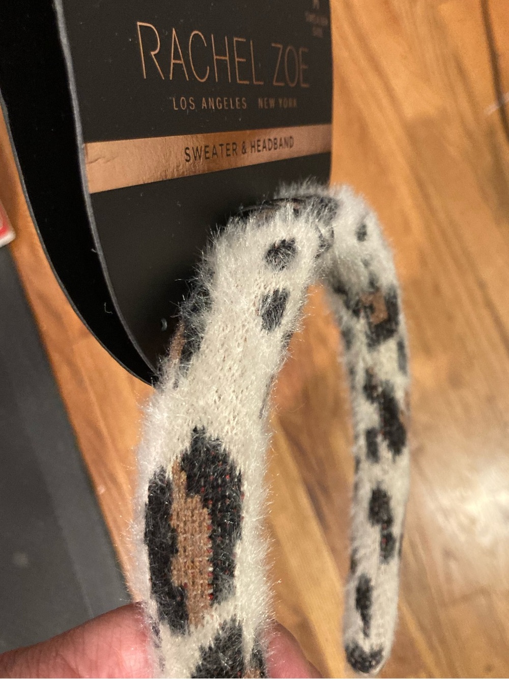 Rachel Zoe Headband Fuzzy Leopard Cream and Black - NWT - Picture 4 of 4